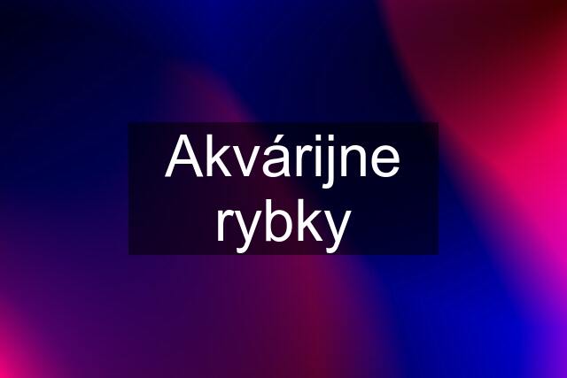 Akvárijne rybky