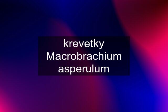 krevetky Macrobrachium asperulum