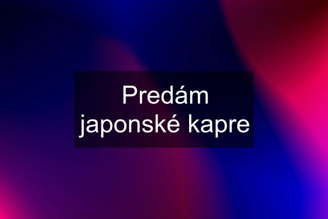 Predám japonské kapre