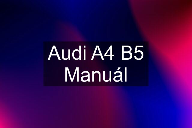 Audi A4 B5 Manuál