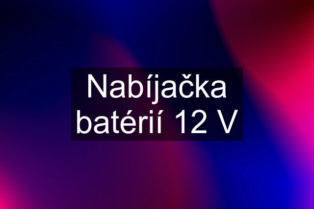 Nabíjačka batérií 12 V