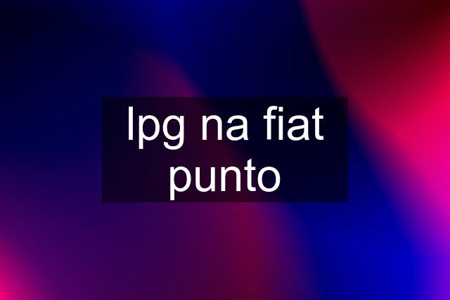 lpg na fiat punto