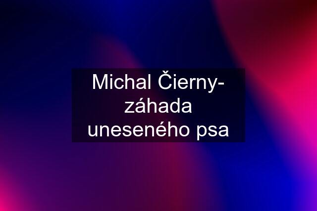 Michal Čierny- záhada uneseného psa