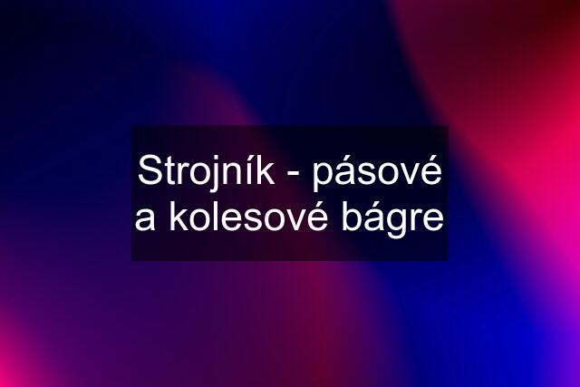 Strojník - pásové a kolesové bágre