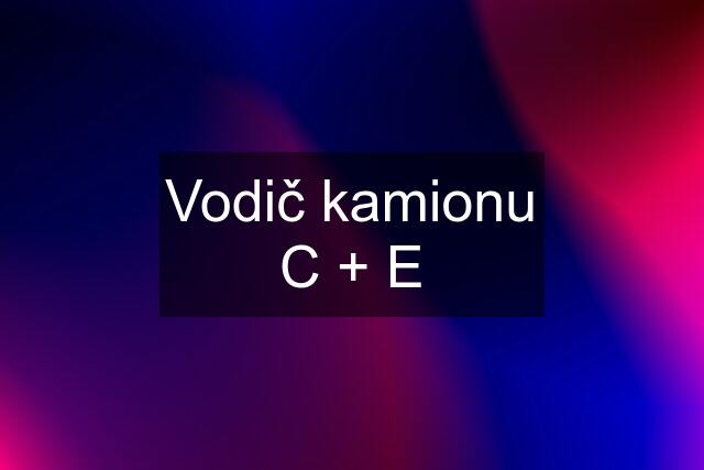 Vodič kamionu C + E