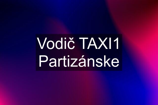 Vodič TAXI1 Partizánske