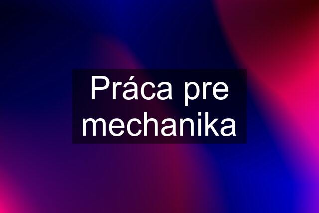 Práca pre mechanika