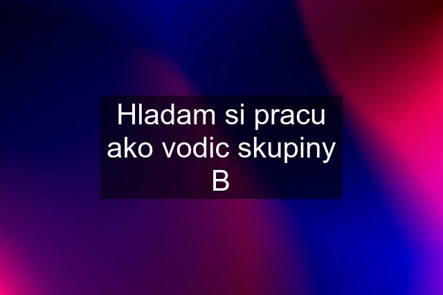 Hladam si pracu ako vodic skupiny B