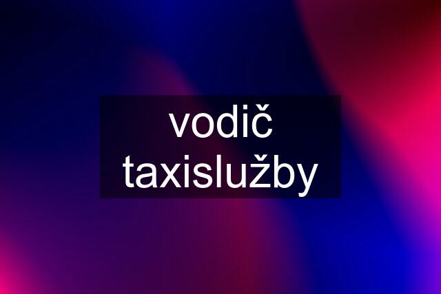 vodič taxislužby