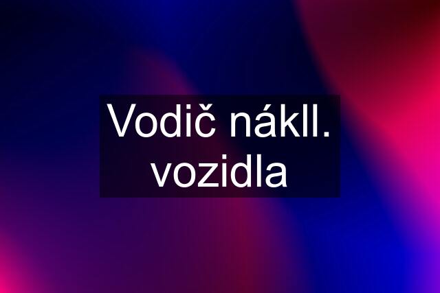 Vodič nákll. vozidla