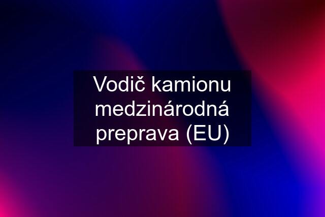 Vodič kamionu medzinárodná preprava (EU)