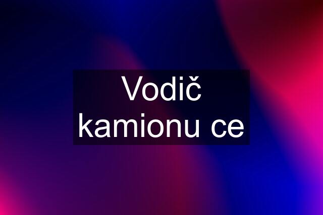 Vodič kamionu ce