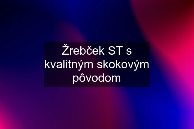 Žrebček ST s kvalitným skokovým pôvodom