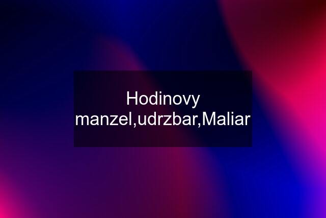 Hodinovy manzel,udrzbar,Maliar