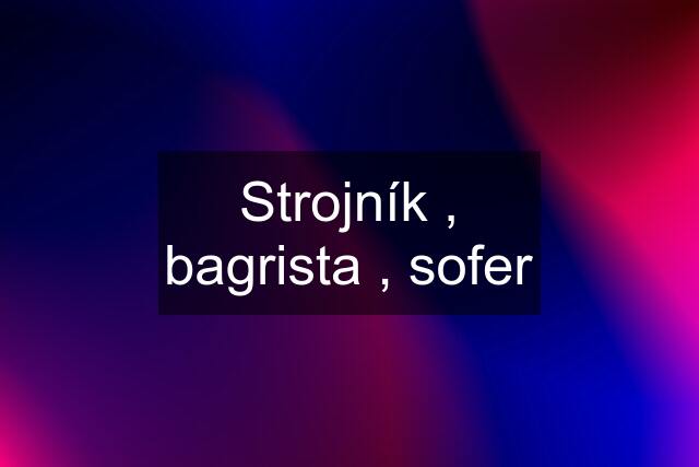 Strojník , bagrista , sofer