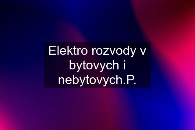 Elektro rozvody v bytovych i nebytovych.P.