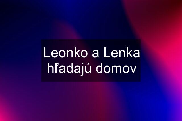 Leonko a Lenka hľadajú domov