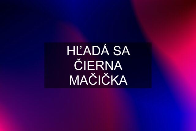 HĽADÁ SA ČIERNA MAČIČKA