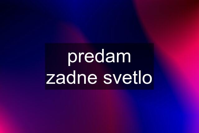 predam zadne svetlo