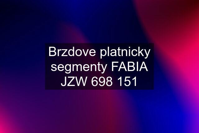 Brzdove platnicky segmenty FABIA JZW 698 151