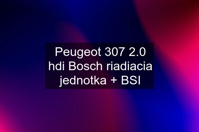 Peugeot 307 2.0 hdi Bosch riadiacia jednotka + BSI