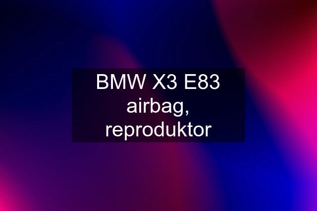 BMW X3 E83 airbag, reproduktor