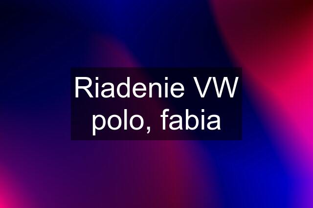 Riadenie VW polo, fabia