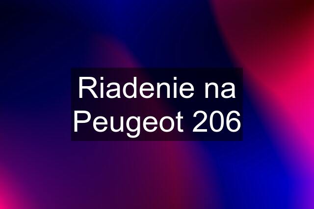 Riadenie na Peugeot 206