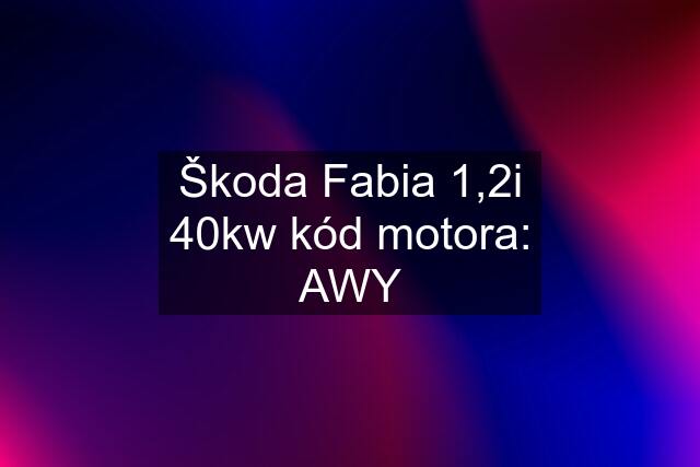 Škoda Fabia 1,2i 40kw kód motora: AWY