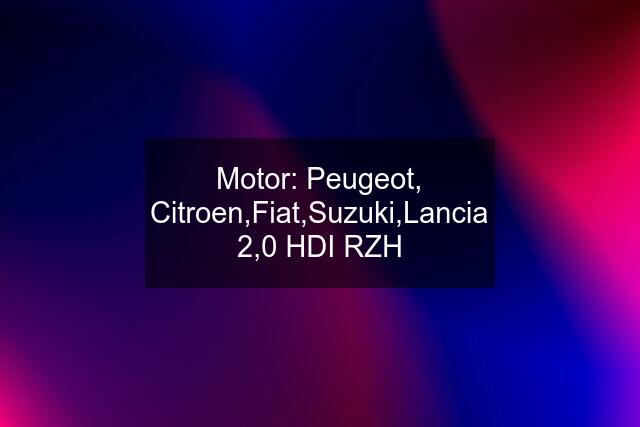 Motor: Peugeot, Citroen,Fiat,Suzuki,Lancia 2,0 HDI RZH