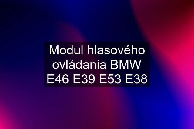 Modul hlasového ovládania BMW E46 E39 E53 E38