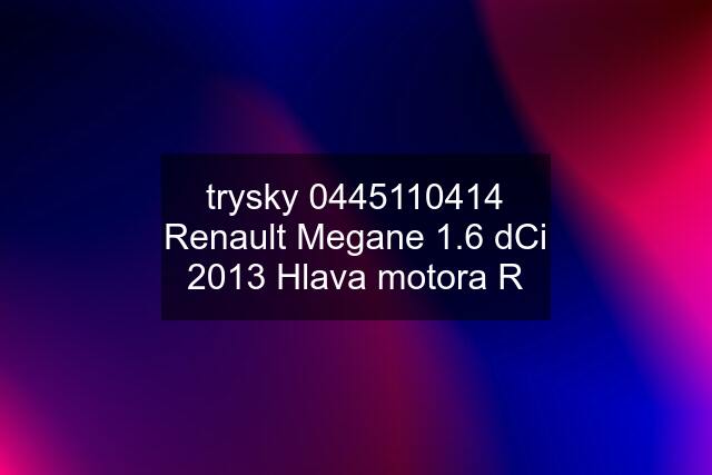 trysky  Renault Megane 1.6 dCi 2013 Hlava motora R