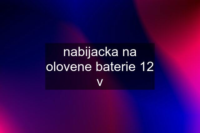 nabijacka na olovene baterie 12 v