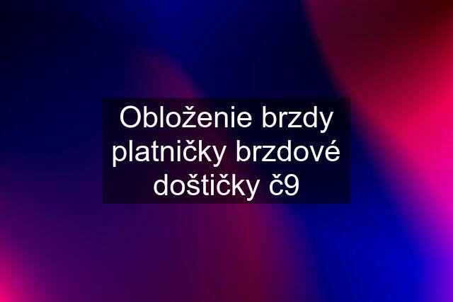 Obloženie brzdy platničky brzdové doštičky č9