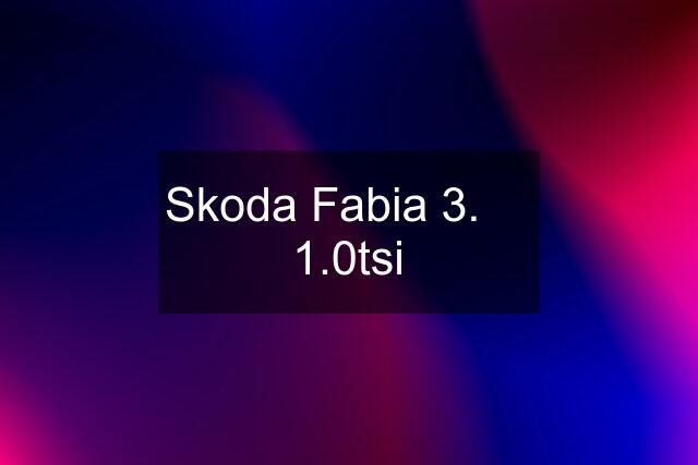 Skoda Fabia 3.     1.0tsi