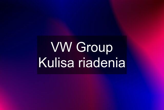 VW Group Kulisa riadenia