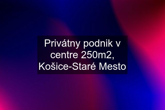 Privátny podnik v centre 250m2, Košice-Staré Mesto