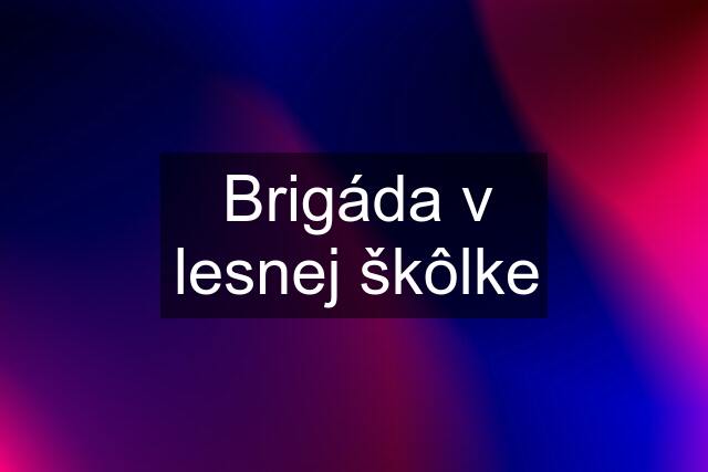 Brigáda v lesnej škôlke