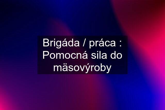 Brigáda / práca : Pomocná sila do mäsovýroby