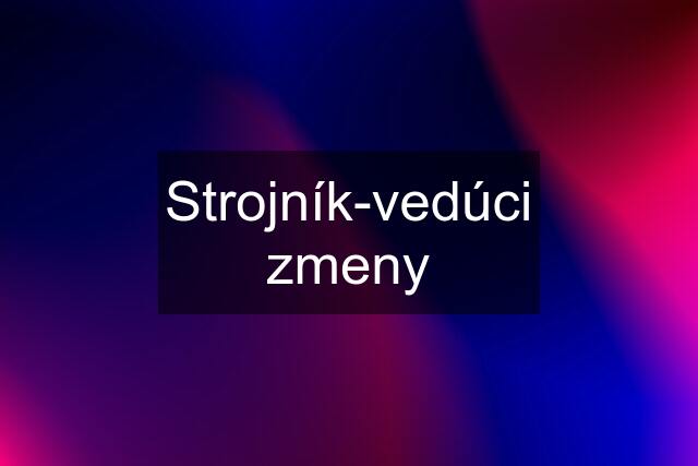 Strojník-vedúci zmeny