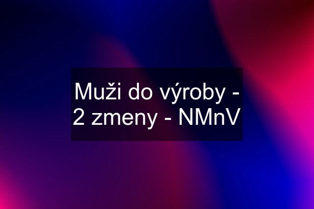 Muži do výroby - 2 zmeny - NMnV