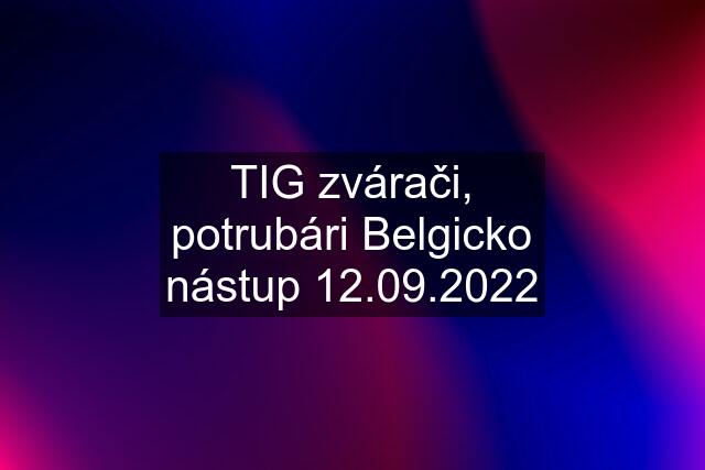 TIG zvárači, potrubári Belgicko nástup 12.09.2022
