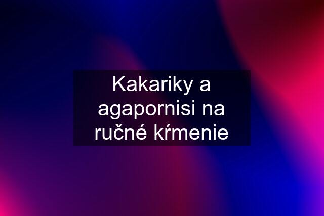 Kakariky a agapornisi na ručné kŕmenie