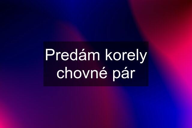 Predám korely chovné pár