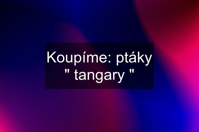 Koupíme: ptáky " tangary "