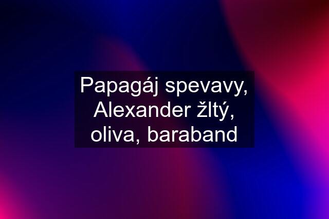 Papagáj spevavy, Alexander žltý, oliva, baraband