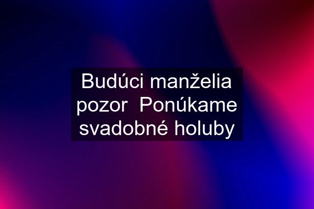 Budúci manželia pozor  Ponúkame svadobné holuby