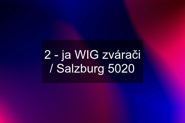 2 - ja WIG zvárači / Salzburg 5020