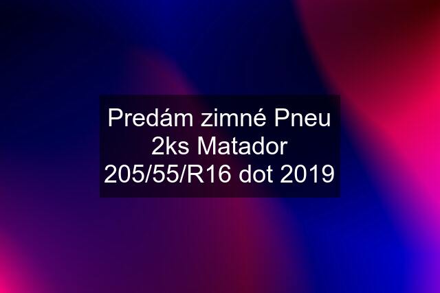 Predám zimné Pneu 2ks Matador 205/55/R16 dot 2019