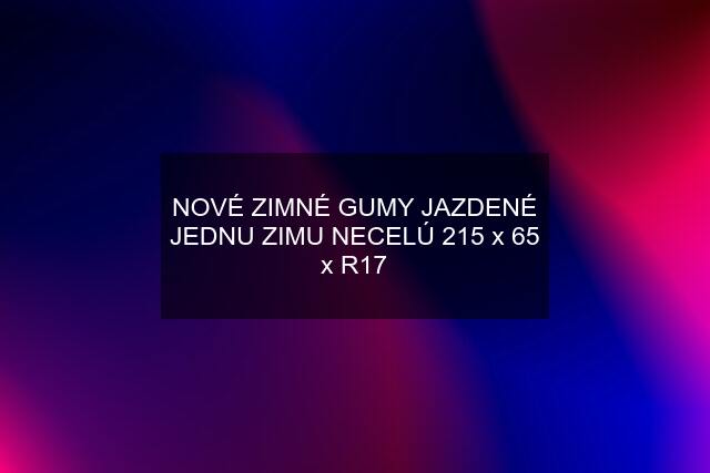 NOVÉ ZIMNÉ GUMY JAZDENÉ JEDNU ZIMU NECELÚ 215 x 65 x R17